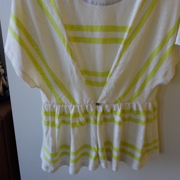 *9-H15 STCL* Yellow Hitch Stripe Shirt Top 0 XS - Picture 11 of 11